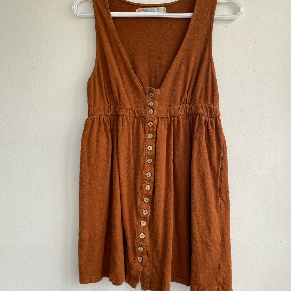 Rusty orange free people Button-Down Sleeveless Dress